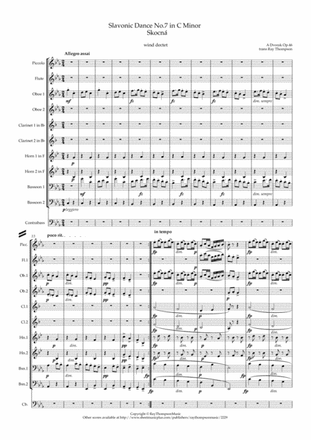 Dvorak: Slavonic Dances Op.46 No.7 in C minor (Skocná) -  symphonic wind dectet/bass (arr. Ray  Thompson)