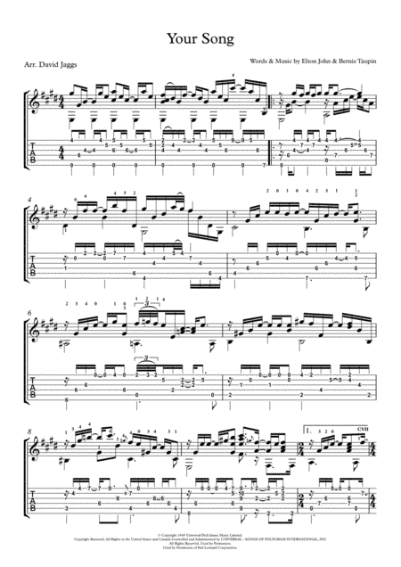 Your Song (arr. David Jaggs)