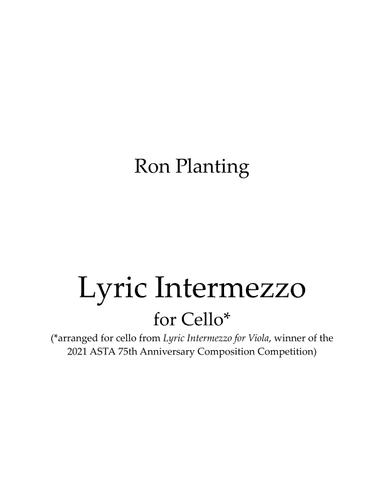 Lyric Intermezzo for Cello