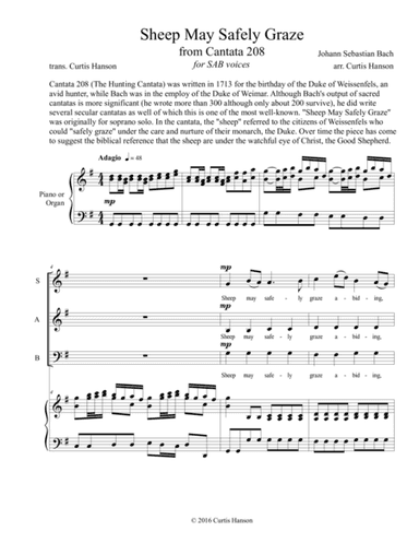 Sheep May Safely Graze (SAB) (arr. Curtis Hanson)