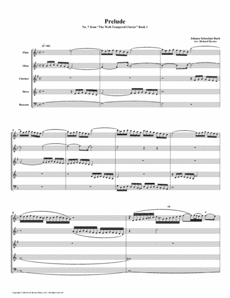 Prelude 07 from  Well-Tempered Clavier, Book 1 (Woodwind Quintet) (arr. Richard Byrnes)