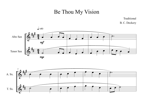 Be Thou My Vision (Alto and Tenor Sax Duet) (arr. B. C. Dockery)