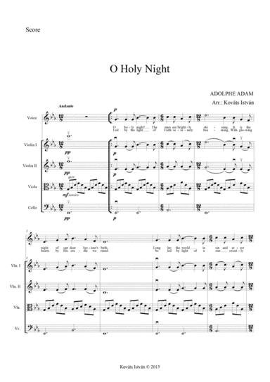 O Holy Night for Vocal Solo and/or String Quartet E-flat (arr. Kováts István)