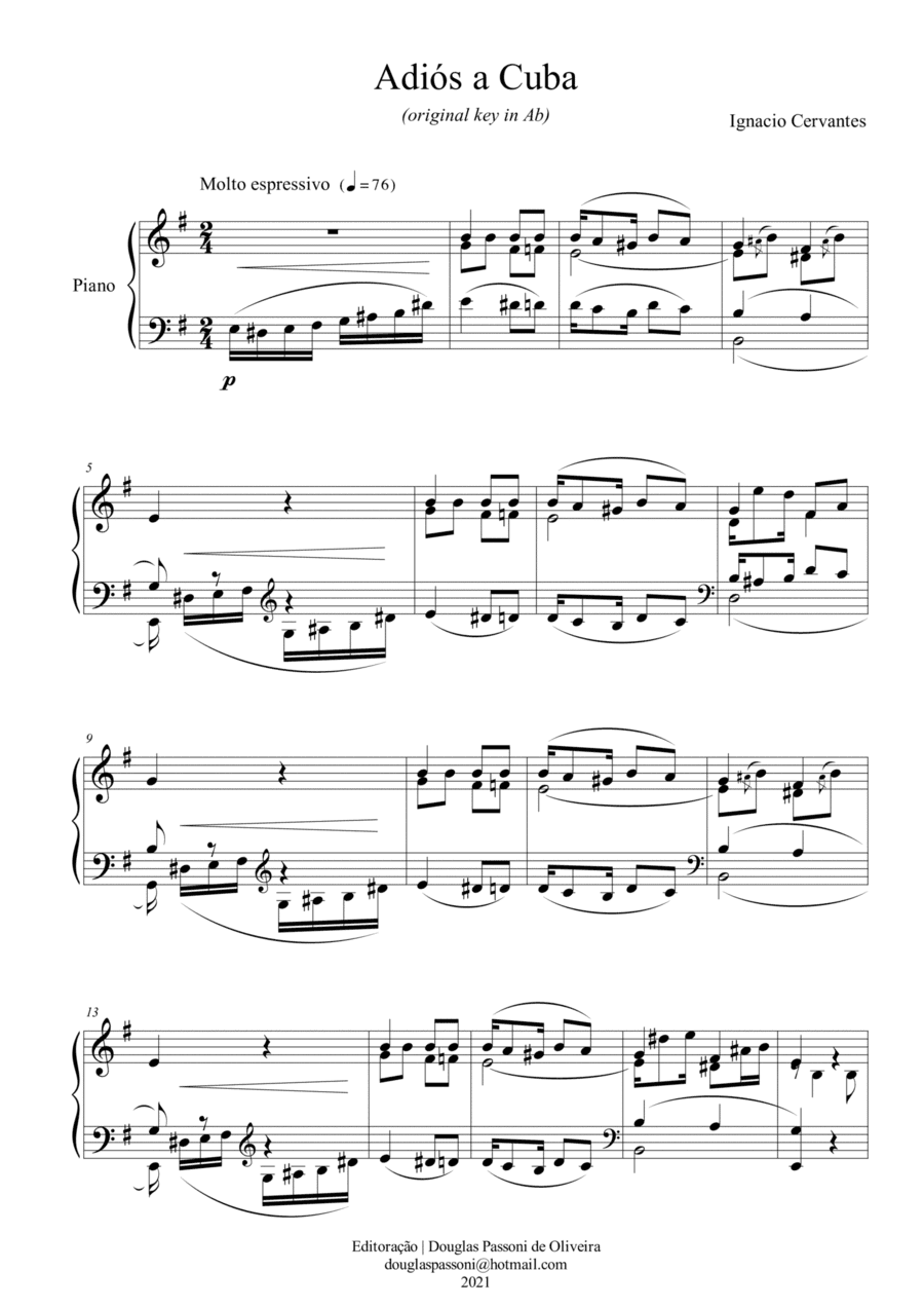 Farewell to Cuba (Adiós a Cuba) (in Em) (arr. Passoni Music)