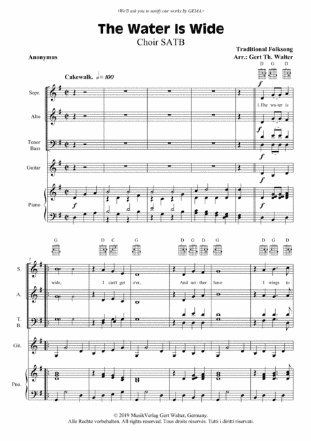 The Water Is Wide (arr. Gert Th. Walter)