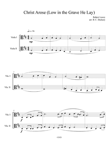 Christ Arose (Low in the Grave He Lay) for Viola Duet (arr. B. C. Dockery)