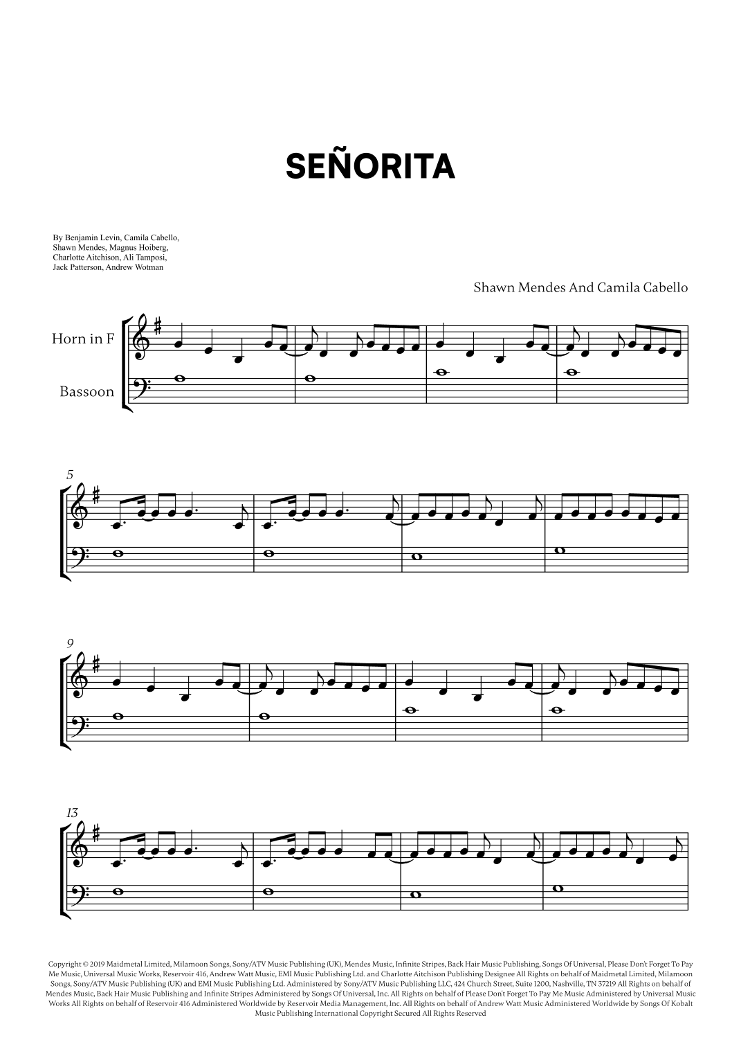 Señorita (arr. Cadenza Editions)