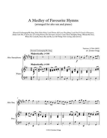 A Medley of Favourite Hymns (alto sax and piano) (arr. Jordan Grigg)