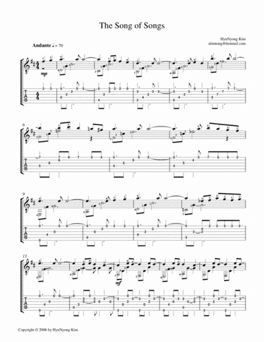 The Song of Songs for Guitar Solo