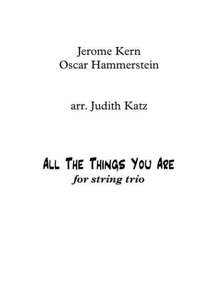 All The Things You Are (arr. Judith Katz)