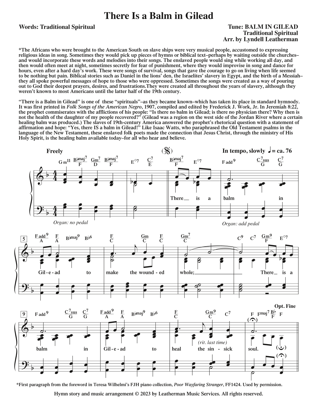 There Is a Balm in Gilead (arr. Lyndell Leatherman)