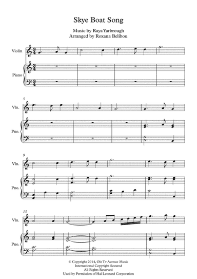 Skye Boat Song Violin (Flute) & Piano (arr. Roxana Belibou)