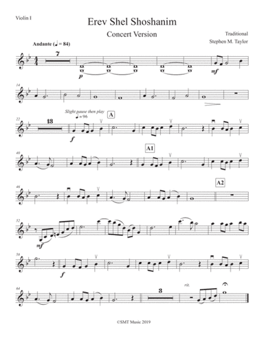 Erev Shel Shoshanim (Scent of Roses) String Quartet (arr. Stephen M. Taylor)