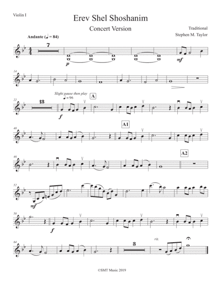 Erev Shel Shoshanim (Scent of Roses) String Quartet (arr. Stephen M. Taylor)