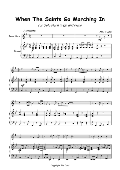 When The Saints Go Marching In for Solo Tenor Horn and Piano