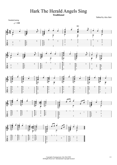 Hark The Herald Angels - Version 1 (Solo Fingerstyle Guitar) (arr. Alex Bett)