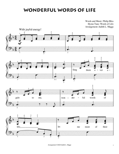 Wonderful Words of Life - Easy Piano Solo (arr. Judith. L. Maggs)