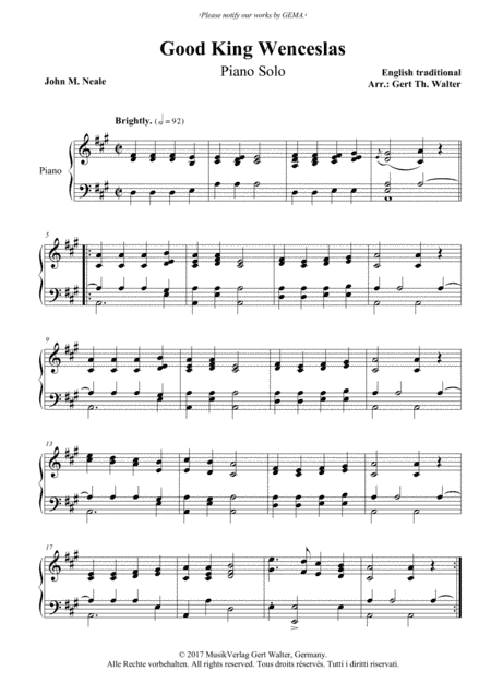 Good King Wenceslas (arr. Gert Th. Walter)