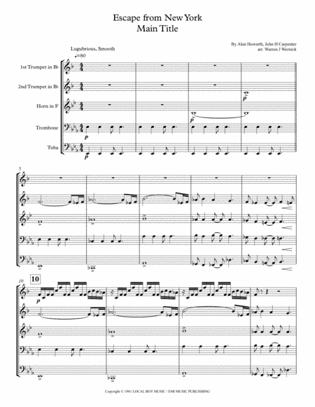 Escape From New York (arr. WW Music Enterprises)