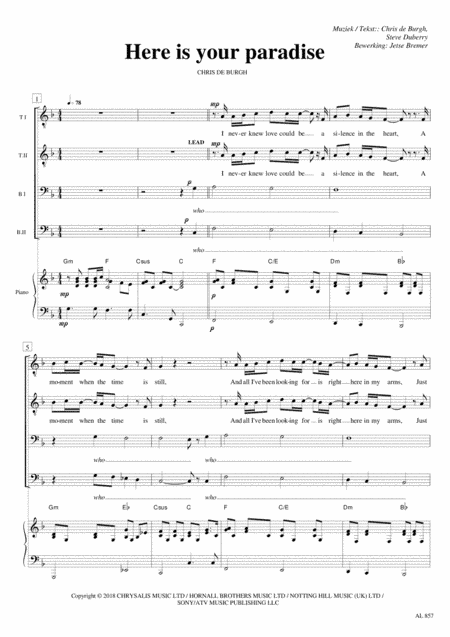 Here Is Your Paradise (arr. Jetse Bremer)