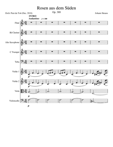 Roses from the South / Rosen aus dem Süden, Op. 388 - J Strauss Jr. (Mixed Ensemble) (arr. Peet du Toit)