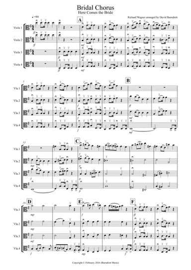 Bridal Chorus "Here comes the Bride" for Viola Quartet (arr. David Burndrett)