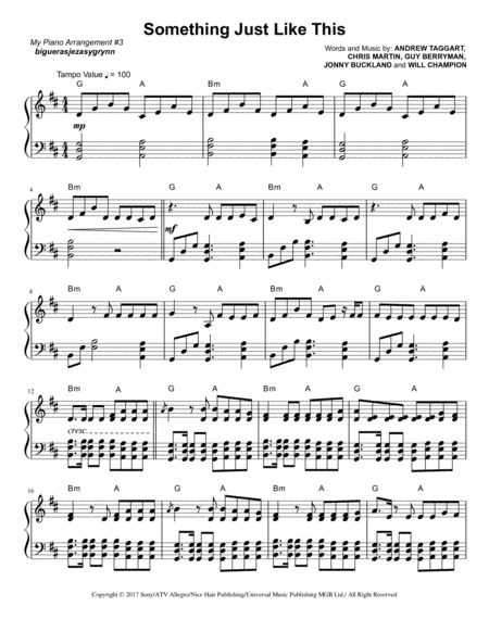 Something Just Like This (arr. Jeza Sygrynn Bigueras)