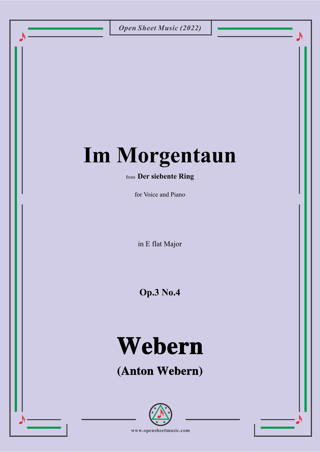 Webern-Im Morgentaun,Op.3 No.4,in E flat Major (arr. OSM Press)
