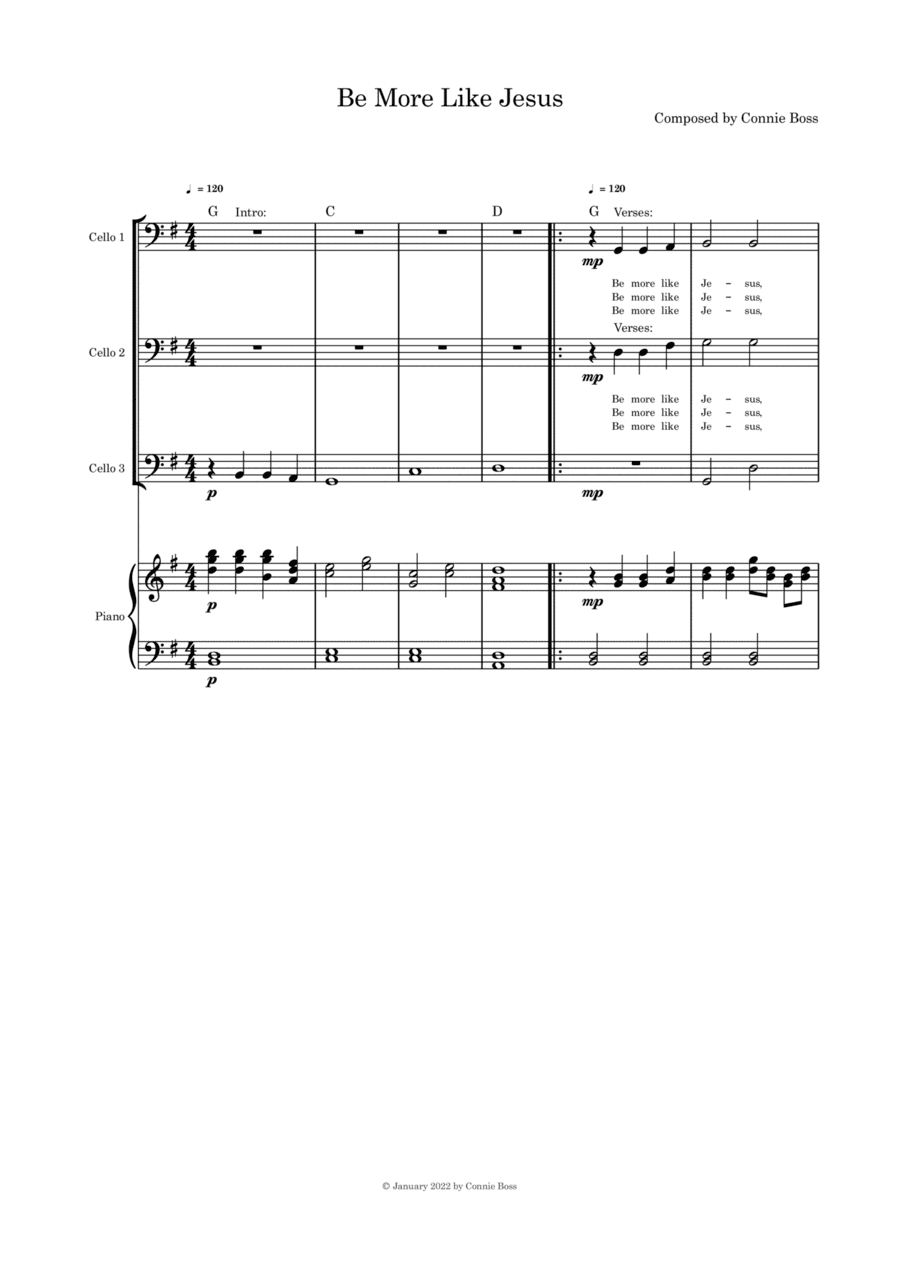 Be More Like Jesus - (Lent/Good Friday) strings cello trio and piano