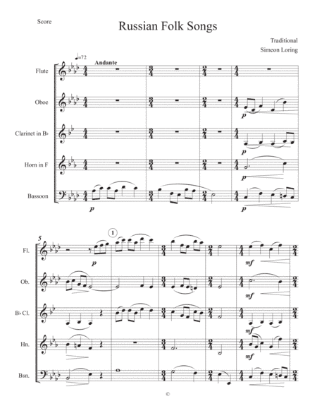 Traditional Russian Folk Songs (arr. Simeon Loring)