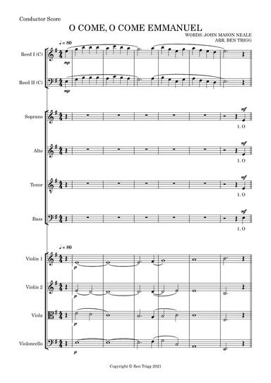 O Come, O Come, Emmanuel – SATB, String 4tet and flexible woodwind – Score and parts (arr. Ben Trigg)