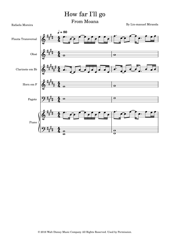 How Far I'll Go (arr. Rafaela Moreira)