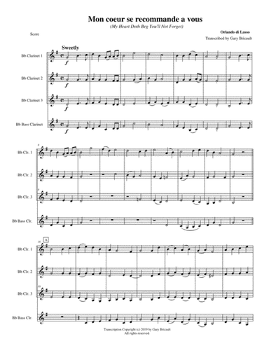 Mon coeur se recommande a vous - (My Heart Doth Beg You'll Not Forget) (arr. Gary Bricault)