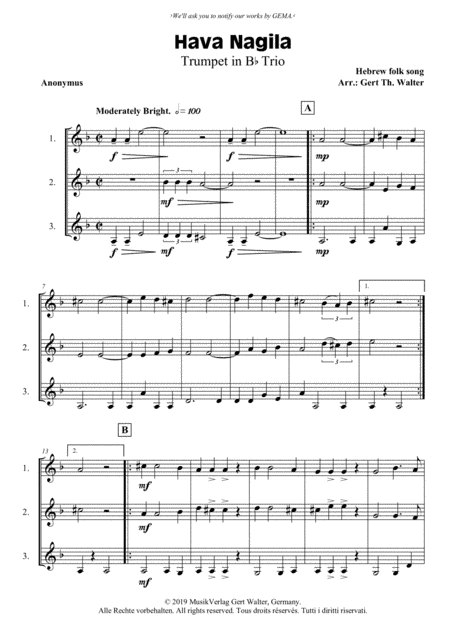 Hava Nagila (arr. Gert Th. Walter)