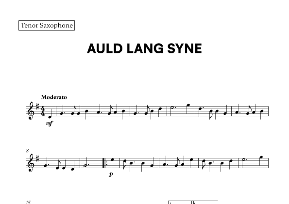Auld Lang Syne (for Tenor Saxophone) (arr. Cadenza Editions)