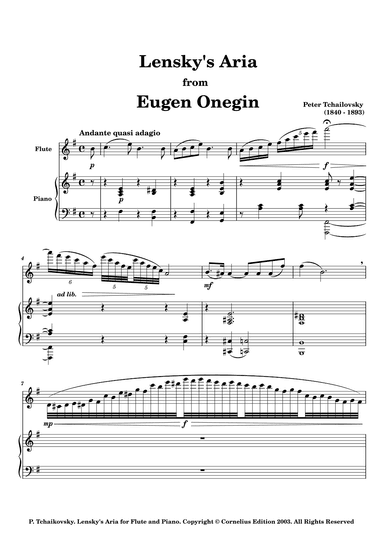 Tchaikovsky Concert Paraphrase on Lensky's Aria from Eugene Onegin Flute and Piano (arr. Glenn Martin)
