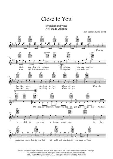Close To You (arr. Duda Oriontte)