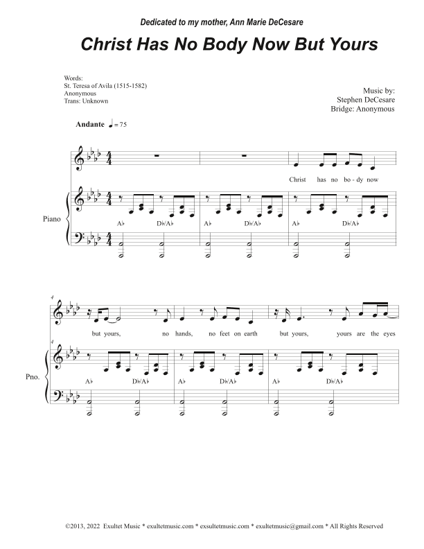 Christ Has No Body Now But Yours (Unison choir)