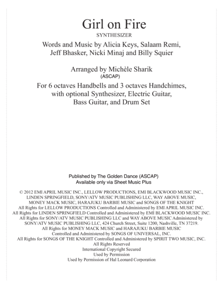 Girl On Fire (arr. Michele Sharik (ASCAP))