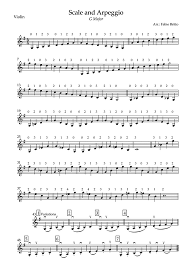 Scale and Arpeggios in G Major (Intermediate) for Violin Solo (arr. Minhas Partituras)