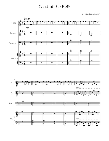 Carol of the Bells - Woodwind Trio w/ Piano (arr. Ygor Nunes)