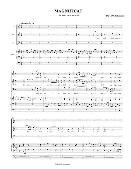 Magnificat for men's voices (ATB) and organ