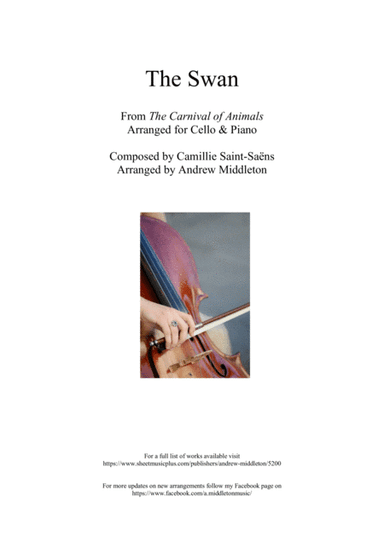 The Swan from The Carnival of Animals arranged for Cello and Piano (arr. Andrew Middleton)