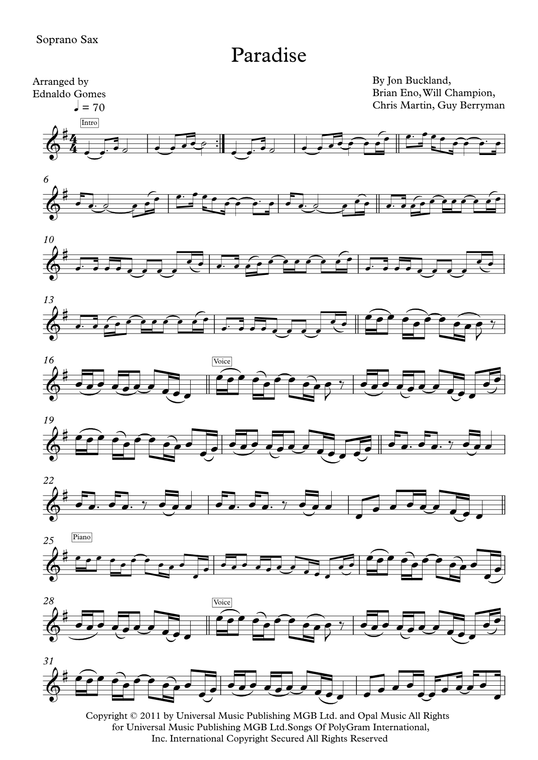 Paradise (arr. Ednaldo Gomes)