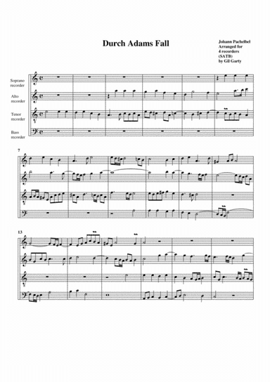Durch Adams Fall (arrangement for 4 recorders) (arr. Gil Garty)