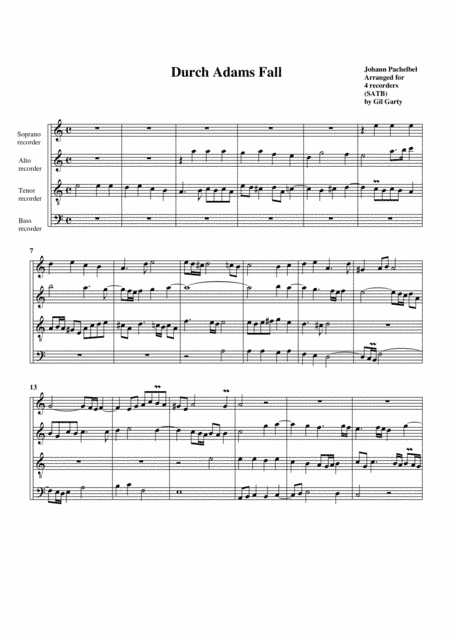 Durch Adams Fall (arrangement for 4 recorders) (arr. Gil Garty)