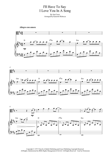 I'll Have To Say I Love You In A Song (arr. Kaiserin Rebecca)