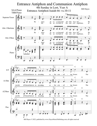 Antiphons for 4th Sunday in Lent Year A