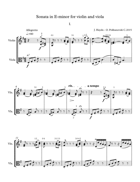 Haydn Sonata in E-minor for violin and viola, 1st movement
