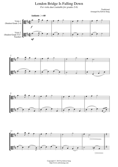 London Bridge Is Falling Down (for viola duet, suitable for grades 2-6) (arr. Edwin Sung)
